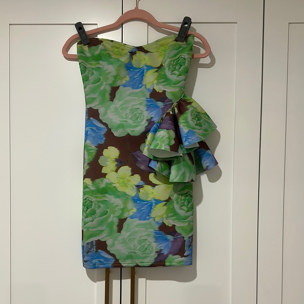 Nasty Gal Green and Blue Floral Mini Dress